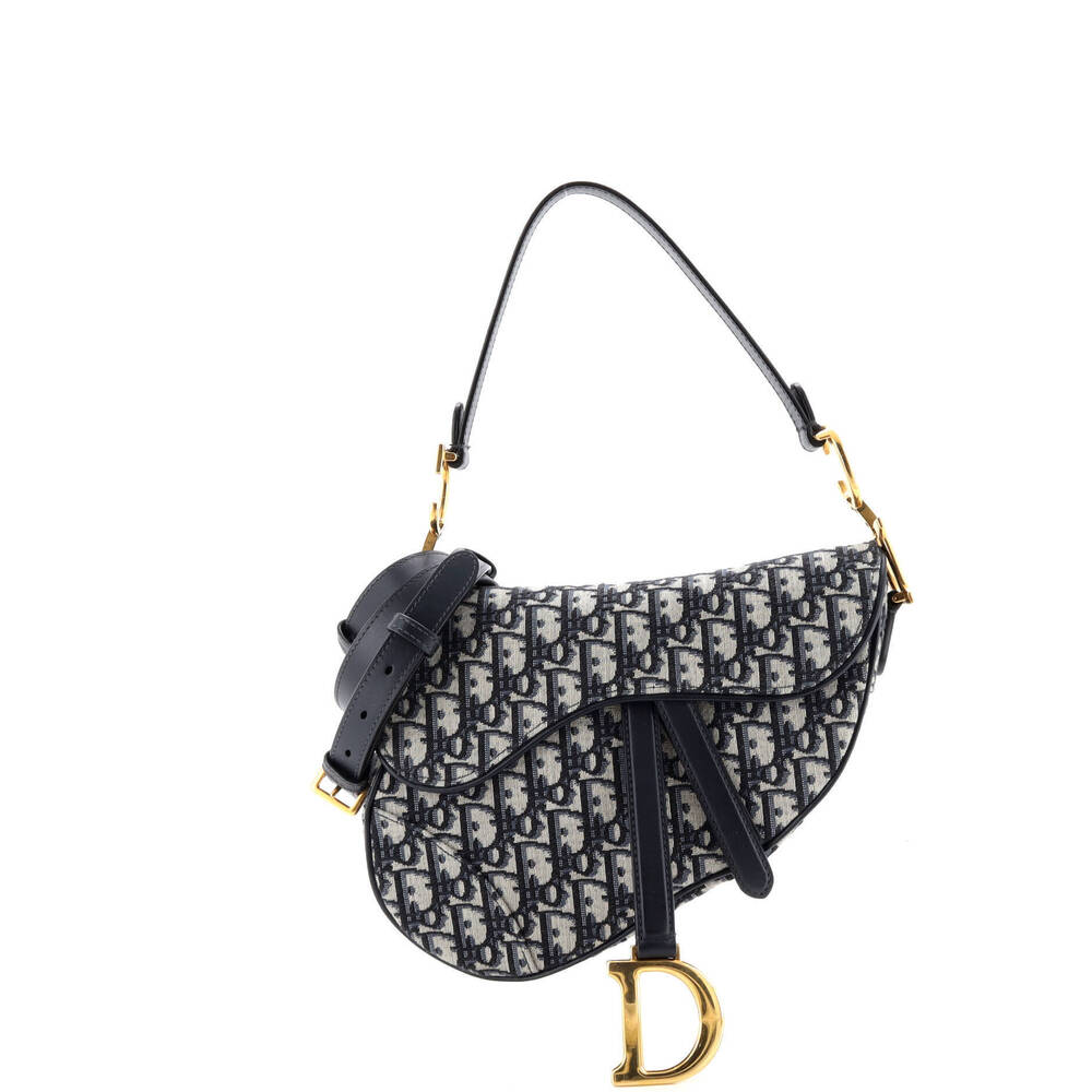 Christian Dior Medium Saddle Handbag with Strap Oblique Canvas